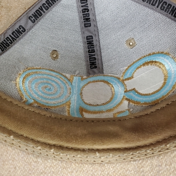 Vintage Candy Grind Logo Wool Snapback Hat Tan  Blue - Picture 10 of 10